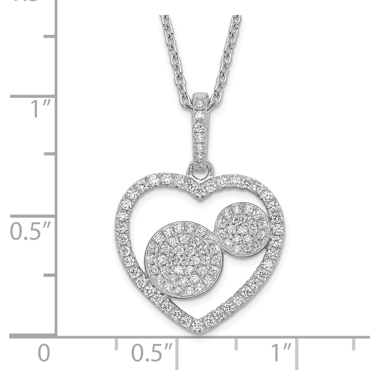 Sterling Silver & CZ Brilliant Embers Polished Heart Necklace