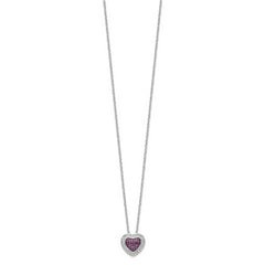 Brilliant Embers Sterling Silver Rhodium-plated 112 Stone 18 inch with 2 inch extender Lobster Clasp Micro Pav‚ Red and White CZ Heart Necklace with 2 Inch Extender