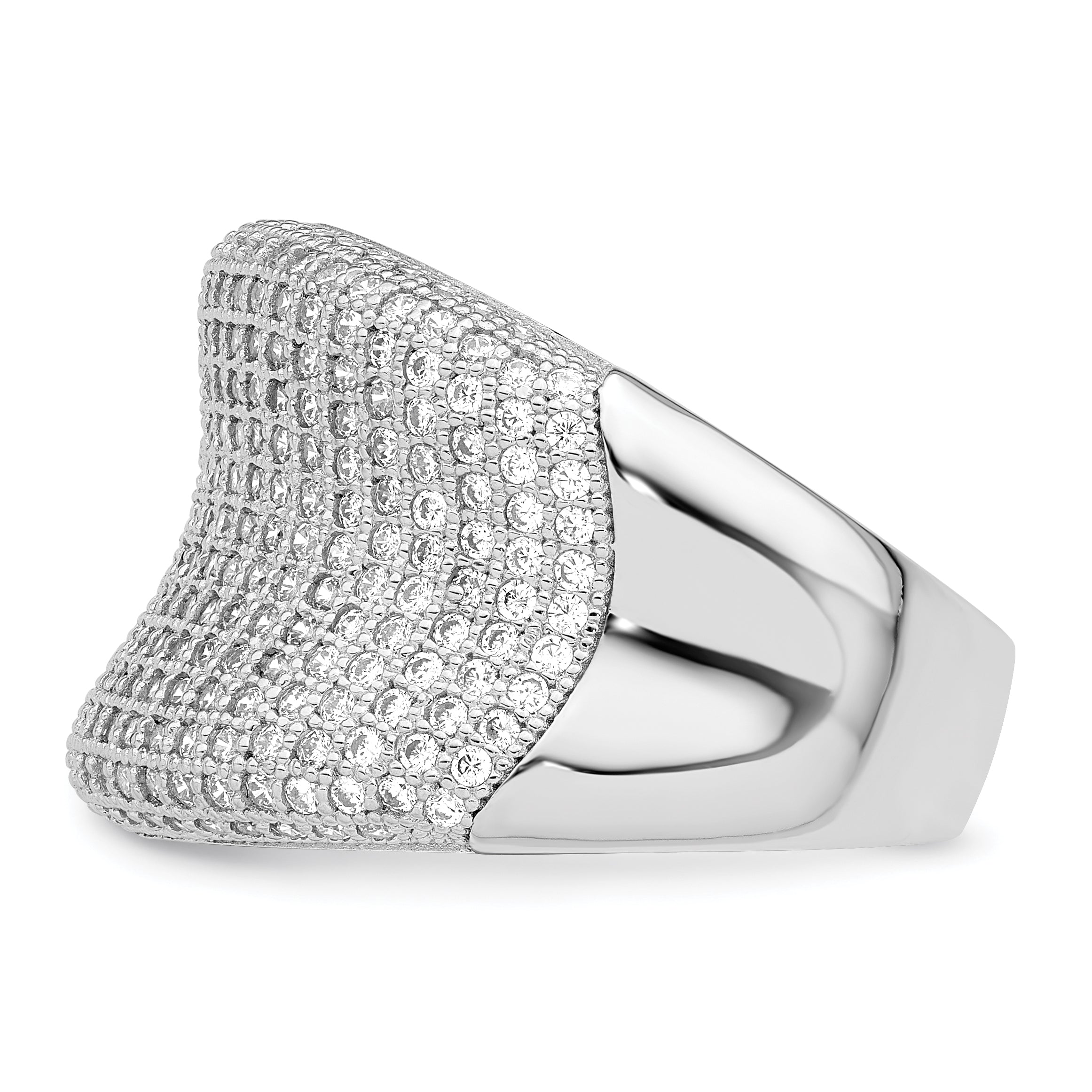 SS Rhodium-Plated CZ Brilliant Embers Polished Ring