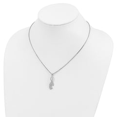 Brilliant Embers Sterling Silver Rhodium-plated 78 Stone 18 inch Micro Pav‚ CZ Ribbon Necklace with 2 Inch Extender