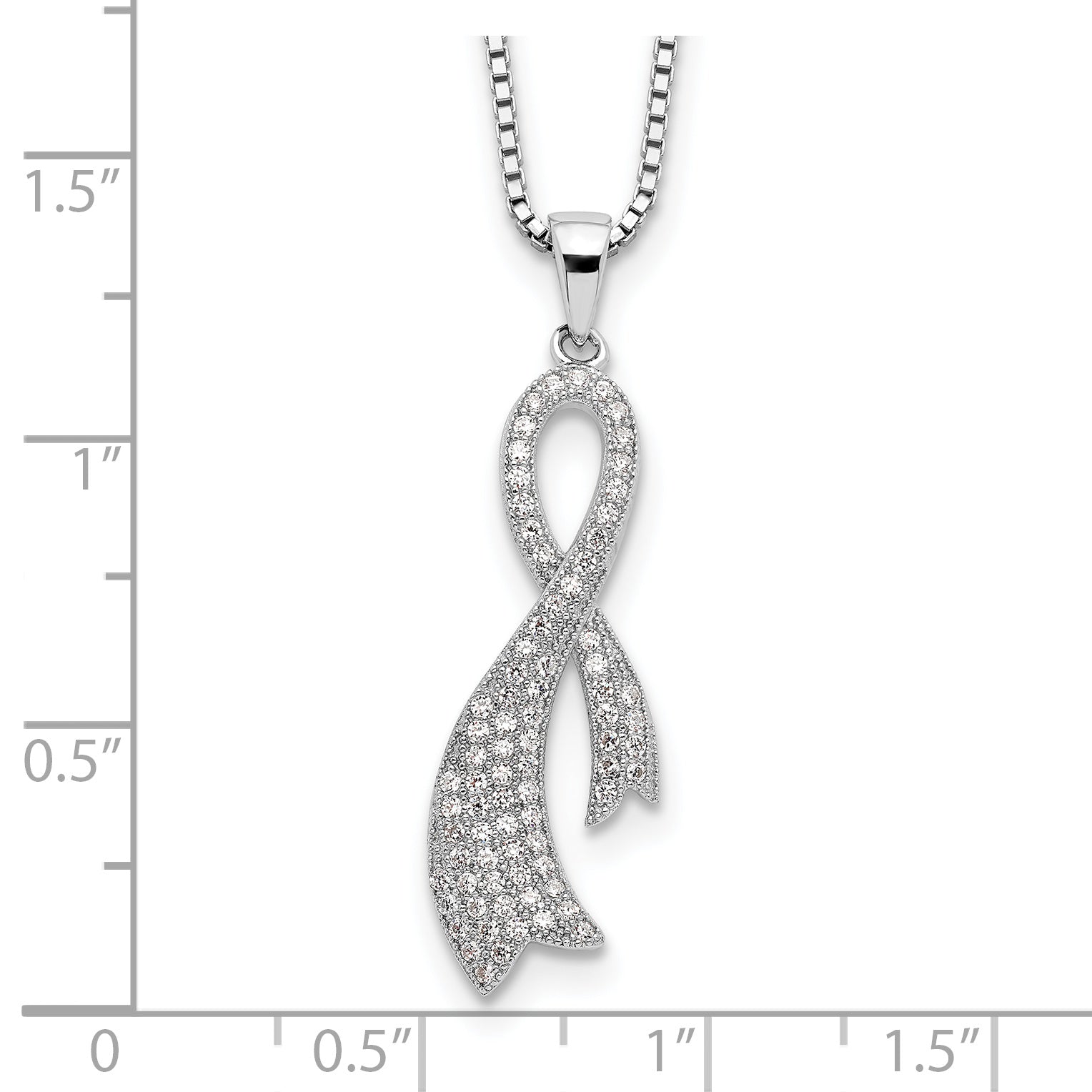 Brilliant Embers Sterling Silver Rhodium-plated 78 Stone 18 inch Micro Pav‚ CZ Ribbon Necklace with 2 Inch Extender