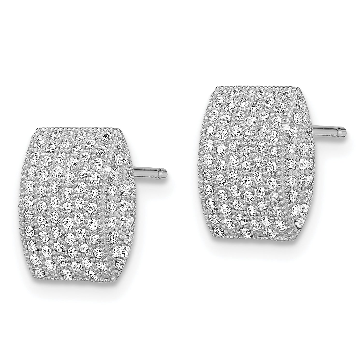 SS Rhodium-Plated CZ Brilliant Embers Post Earrings