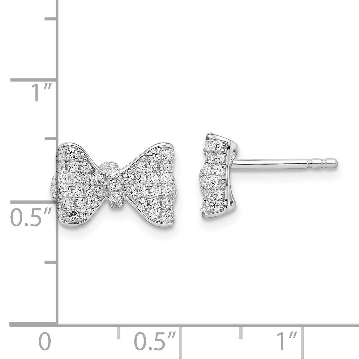 Brilliant Embers Sterling Silver Rhodium-plated 102 Stone Micro Pav‚ CZ Bow Post Earrings