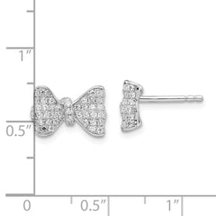 Brilliant Embers Sterling Silver Rhodium-plated 102 Stone Micro Pav‚ CZ Bow Post Earrings