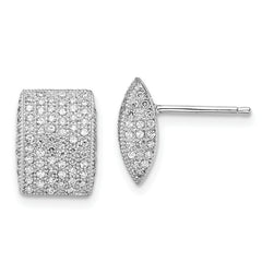 SS Rhodium-Plated CZ Brilliant Embers Post Earrings