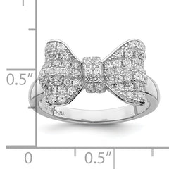 Brilliant Embers Sterling Silver Rhodium-plated 71 Stone Micro Pav‚ CZ Bow Ring