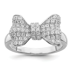 Brilliant Embers Sterling Silver Rhodium-plated 71 Stone Micro Pav‚ CZ Bow Ring