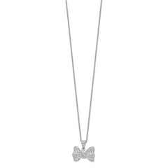 Brilliant Embers Sterling Silver Rhodium-plated 74 Stone 18 inch Micro Pav‚ CZ Bow Necklace with 2 Inch Extender