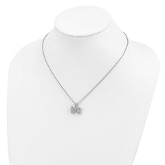 Brilliant Embers Sterling Silver Rhodium-plated 74 Stone 18 inch Micro Pav‚ CZ Bow Necklace with 2 Inch Extender