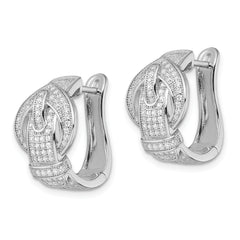 Brilliant Embers Sterling Silver Rhodium-plated 202 Stone Micro Pav‚ CZ Buckle Hinged Post Earrings