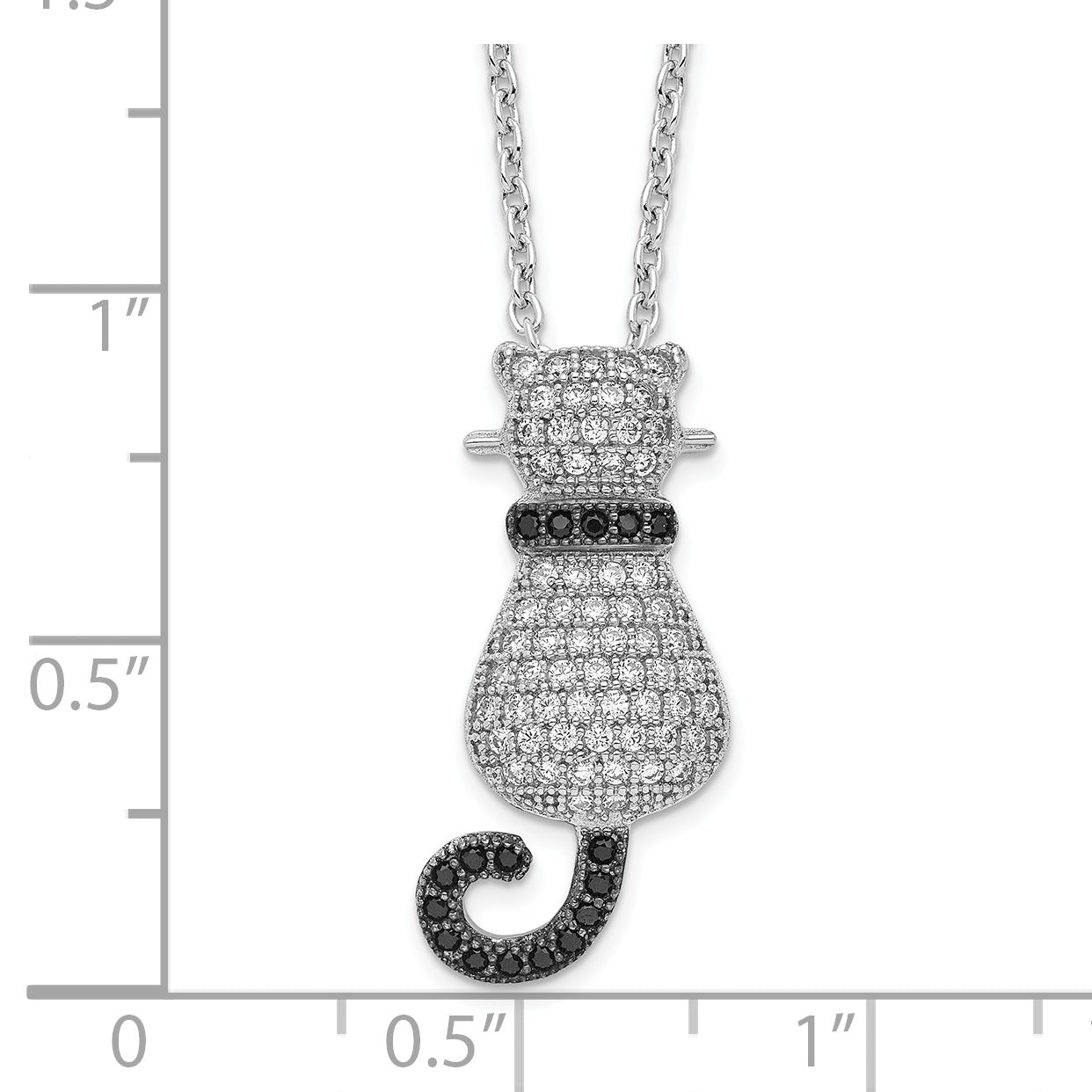 Sophia Jewelers Sterling Silver 80 Stone CZ Cat Necklace with Extender