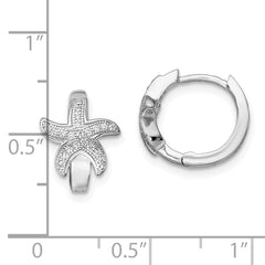 Brilliant Embers Sterling Silver Rhodium-plated 44 Stone Micro Pav‚ CZ Starfish Hinged Hoop Earrings