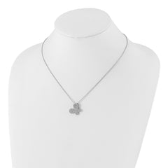 Brilliant Embers Sterling Silver Rhodium-plated Polished CZ Butterfly w/ 2in ext Necklace