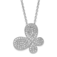 Brilliant Embers Sterling Silver Rhodium-plated Polished CZ Butterfly w/ 2in ext Necklace