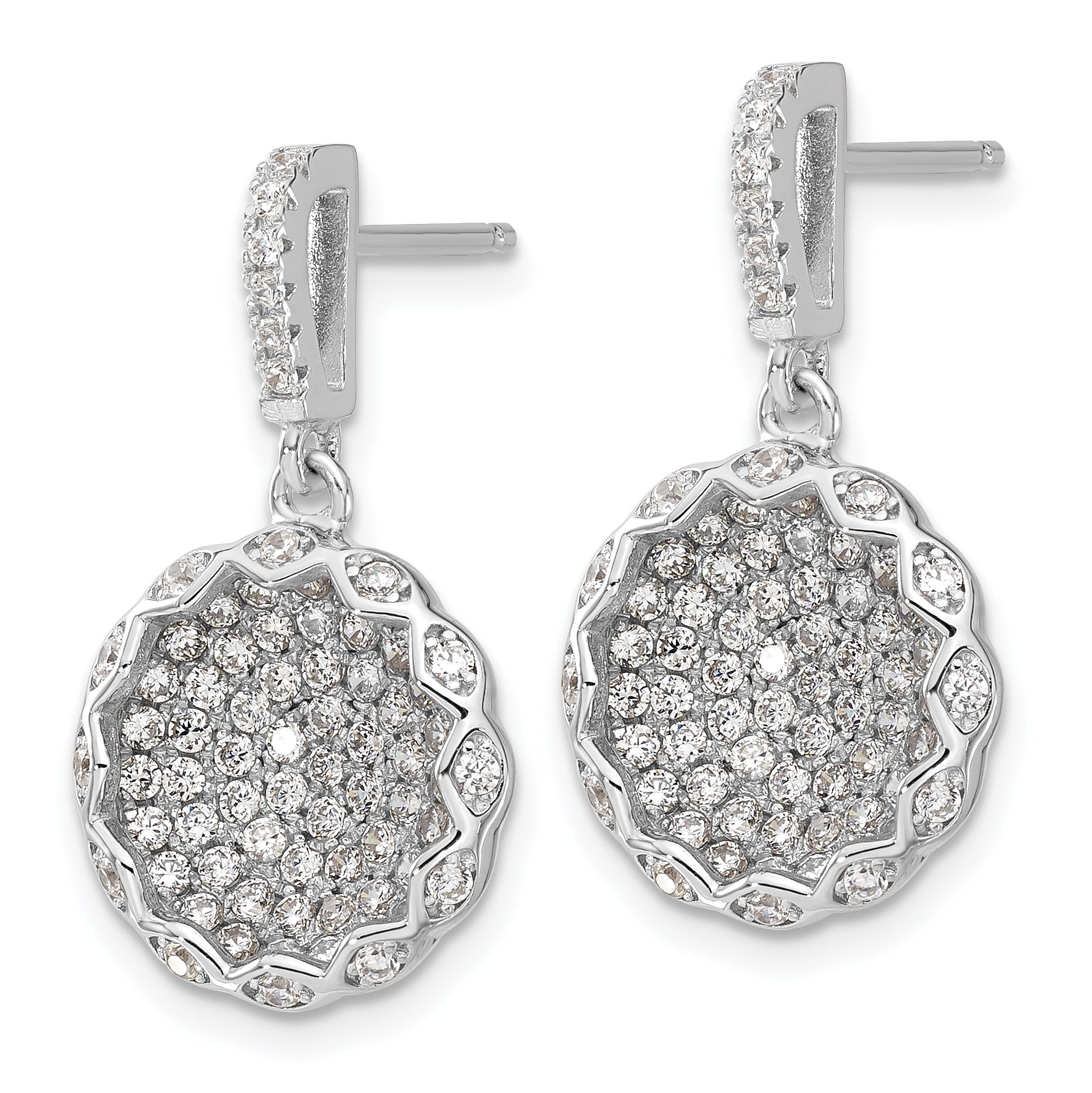 Sterling Silver Brilliant Embers CZ Circle Dangle Post Earrings