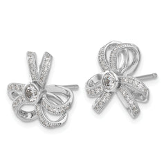 Sterling Silver Brilliant Embers CZ Flower Post Earrings