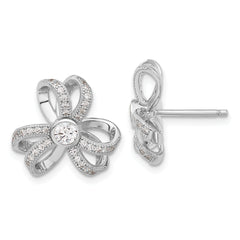 Sterling Silver Brilliant Embers CZ Flower Post Earrings