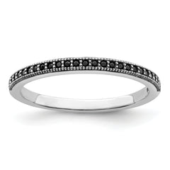 Brilliant Embers Sterling Silver Rhodium-plated 25 stone Micro Pav‚ Black CZ Polished Ring