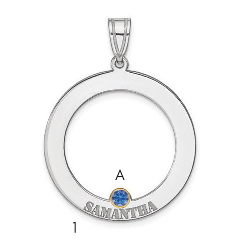 SS/Rhod-plated 1 Birthstone Circle with 14k Bezel Family Pendant