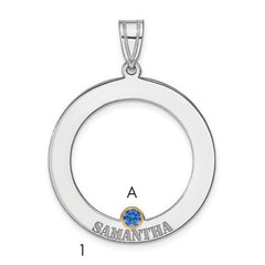 SS/Rhod-plated 1 Birthstone Circle with 14k Bezel Family Pendant