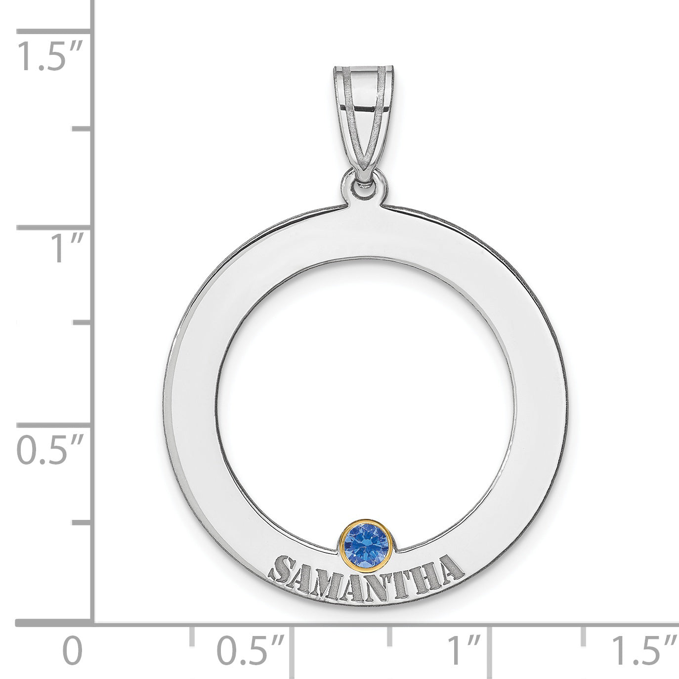 SS/Rhod-plated 1 Birthstone Circle with 14k Bezel Family Pendant