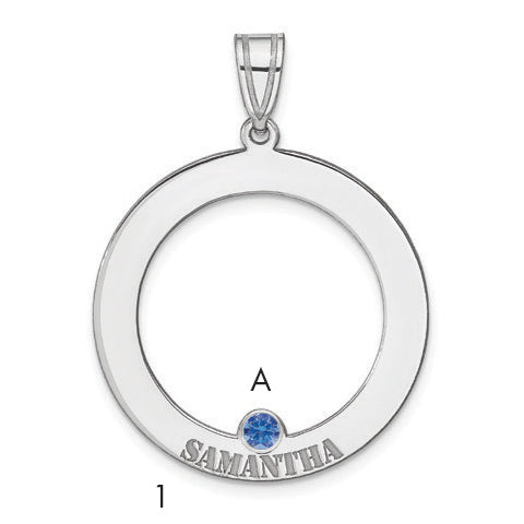 SS/Rhodium-plated 1 Birthstone Circle with SS Bezel Family Pendant