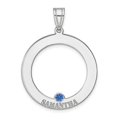 SS/Rhodium-plated 1 Birthstone Circle with SS Bezel Family Pendant