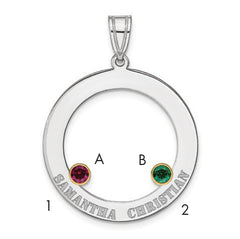 SS/Rhod-plated 2 Birthstone Circle with 14k Bezel Family Pendant