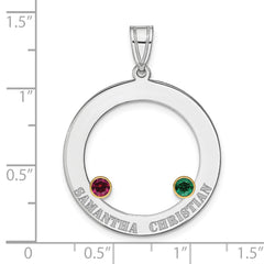 SS/Rhod-plated 2 Birthstone Circle with 14k Bezel Family Pendant