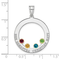 SS/Rhod-plated 4 Birthstone Circle with 14k Bezel Family Pendant