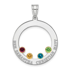 SS/Rhod-plated 4 Birthstone Circle with 14k Bezel Family Pendant