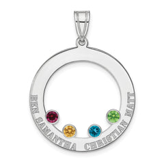 SS/Rhodium-plated 4 Birthstone Circle with SS Bezel Family Pendant