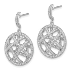 Brilliant Embers Sterling Silver Polished CZ Circle Post Dangle Earrings