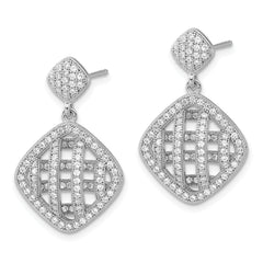 Brilliant Embers Sterling Silver Polished Fancy CZ Post Dangle Earrings