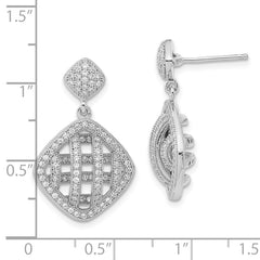 Brilliant Embers Sterling Silver Polished Fancy CZ Post Dangle Earrings