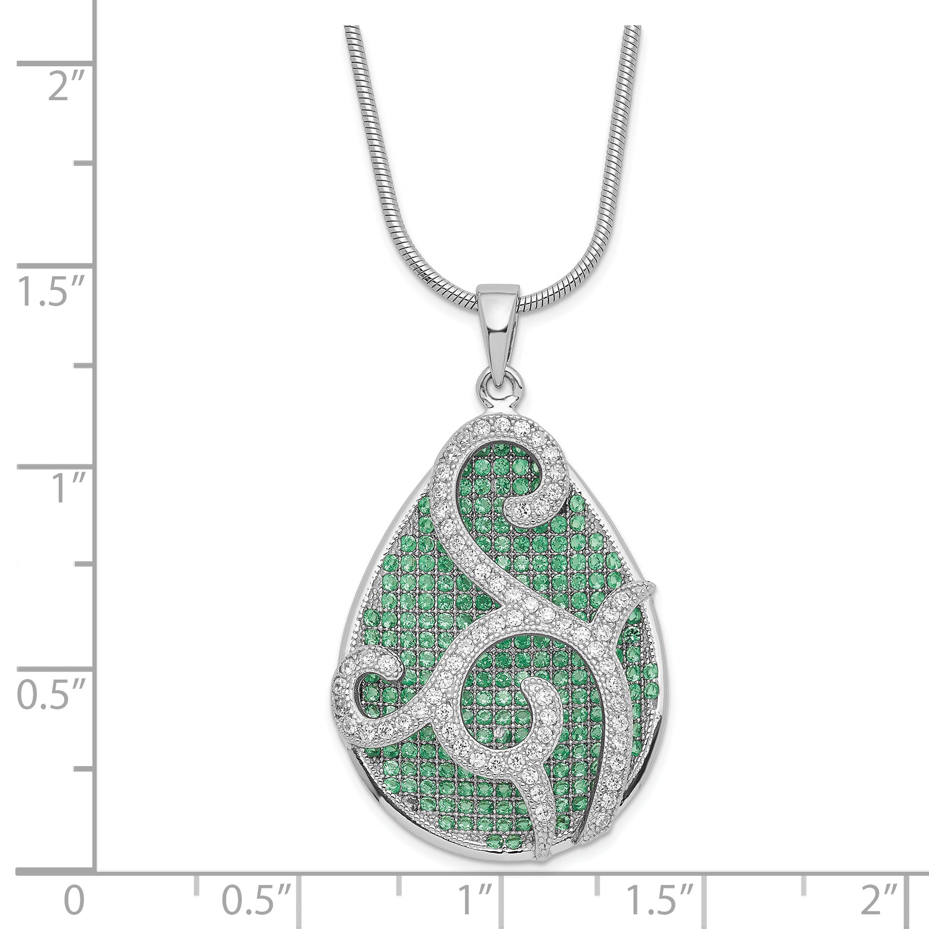 Sterling Silver Rhodium-Plated CZ Teardrop Necklace with Extender