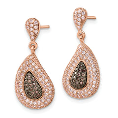 Rose Gold-Plated Sterling Silver CZ Dangle Earrings by Sophia Jewelers