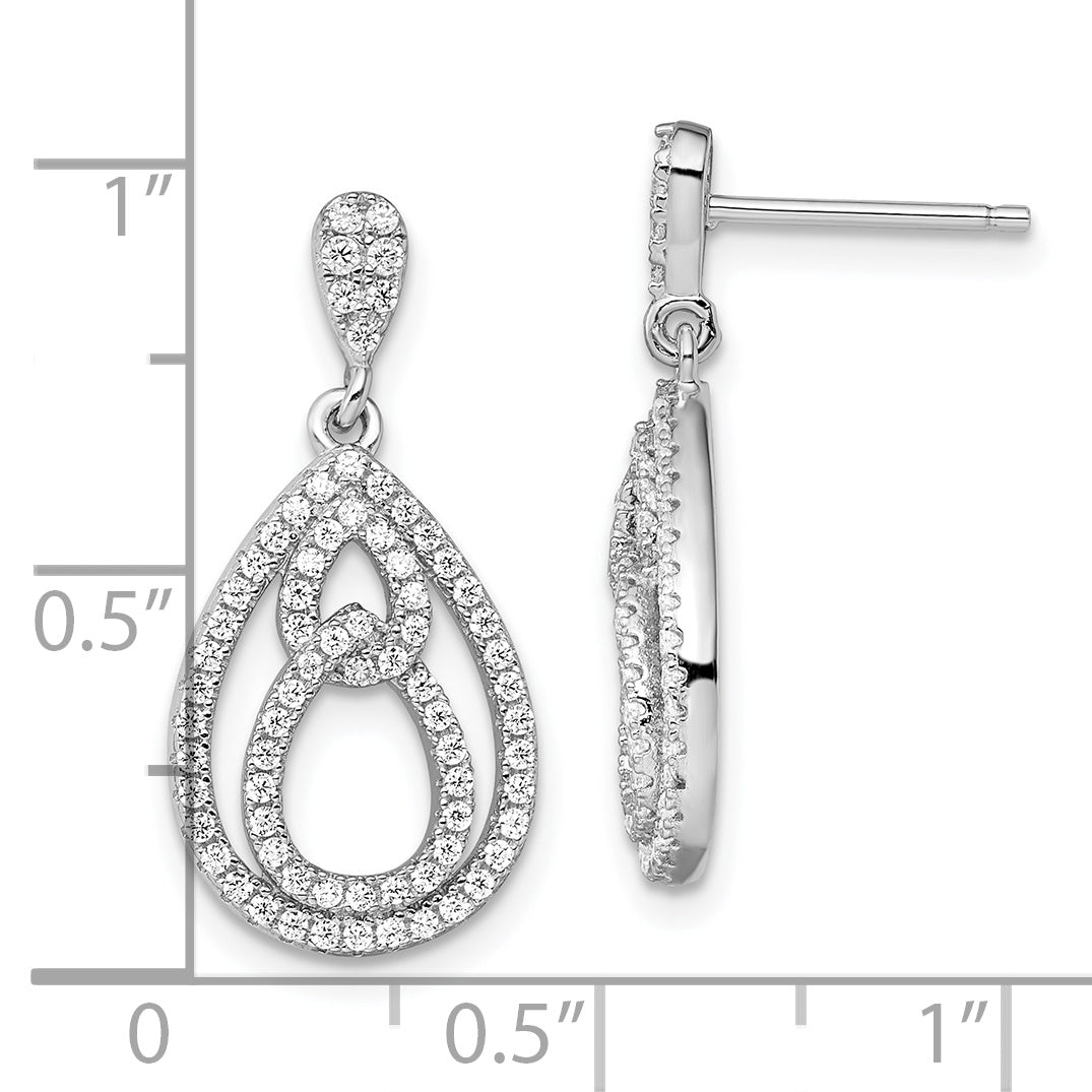 Brilliant Embers 925 Silver CZ Dangle Earrings with Polished Rhodium Finish