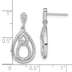 Brilliant Embers Sterling Silver Rhodium-plated 148 Stone Micro Pav‚ CZ Dangle Post Earrings