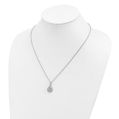 Brilliant Embers Sterling Silver Rhodium-plated 95 Stone 18 inch Micro Pav‚ CZ Teardrop Necklace with 2 Inch Extender