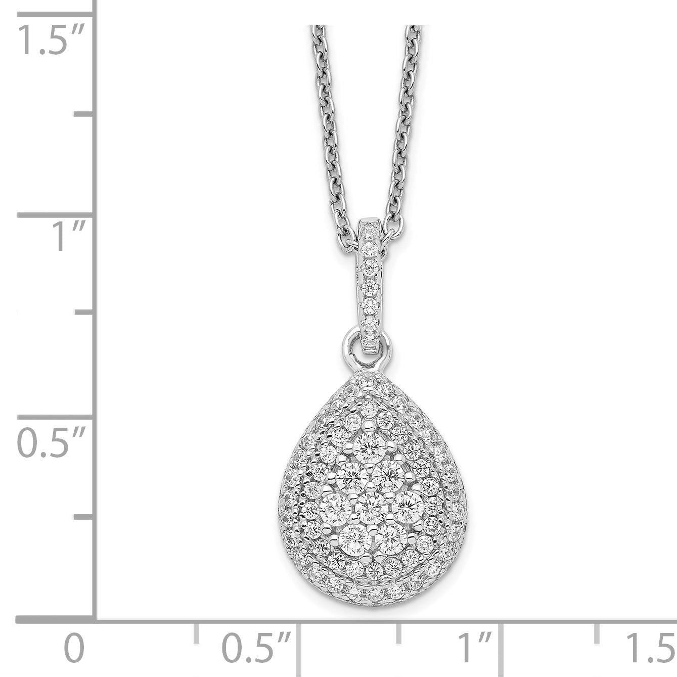 Brilliant Embers Sterling Silver Rhodium-plated 95 Stone 18 inch Micro Pav‚ CZ Teardrop Necklace with 2 Inch Extender