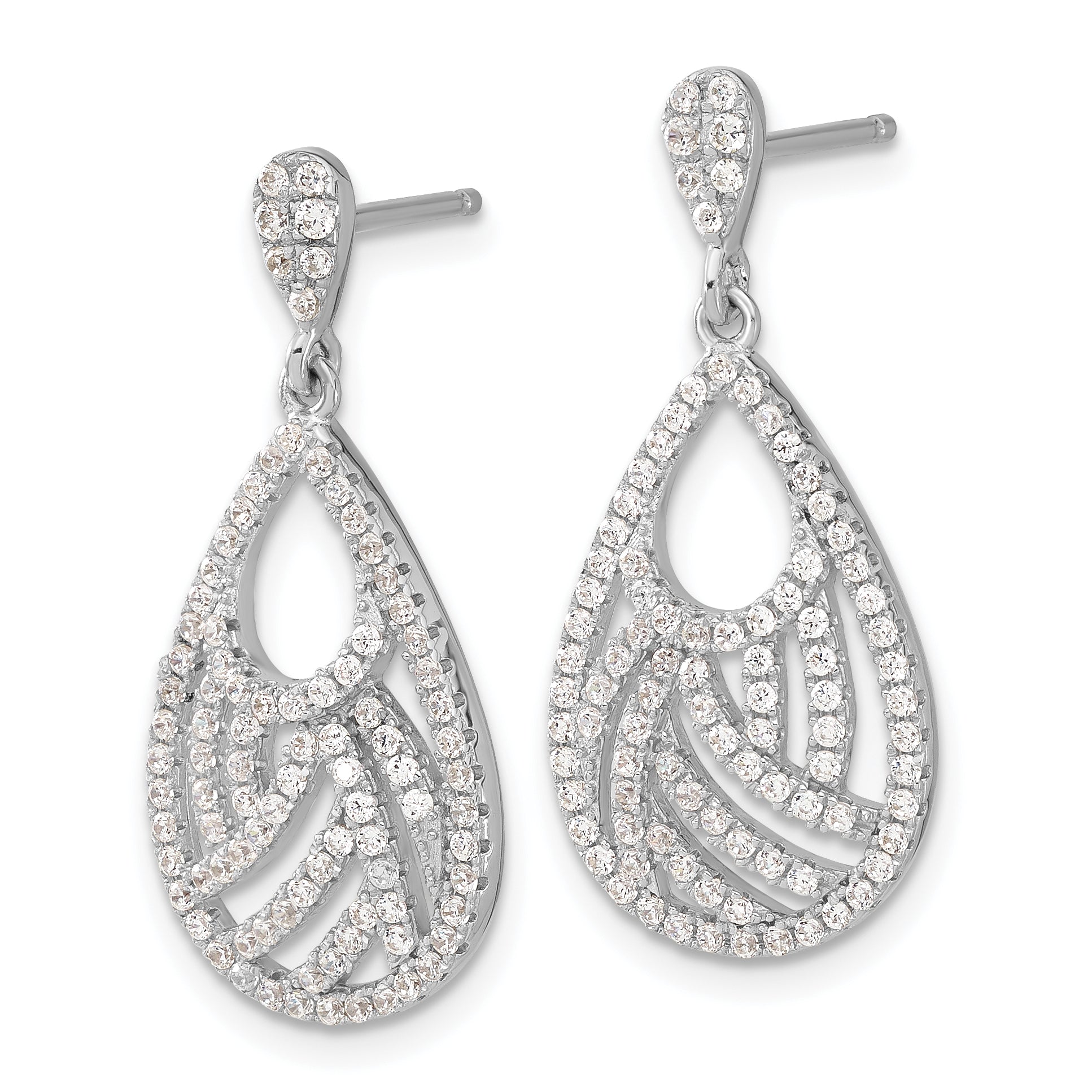 Sophia Jewelers Sterling Silver Teardrop Dangle Earrings with CZ Elegance