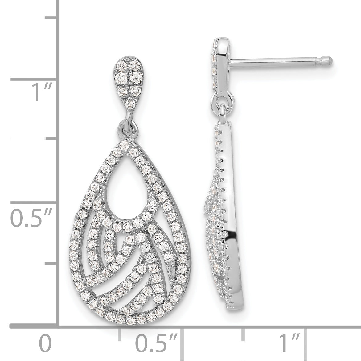 Sophia Jewelers Sterling Silver Teardrop Dangle Earrings with CZ Elegance