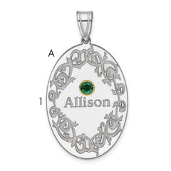 Sterling Silver Rhodium-plated/14k Bezel Crystal Family Pendant