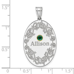 Sterling Silver Rhodium-plated/14k Bezel Crystal Family Pendant