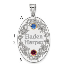 Sterling Silver Rhodium-plated/14k Bezel Crystal Family Pendant