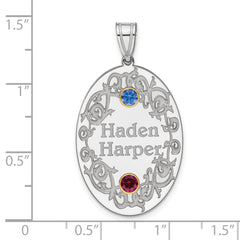 Sterling Silver Rhodium-plated/14k Bezel Crystal Family Pendant