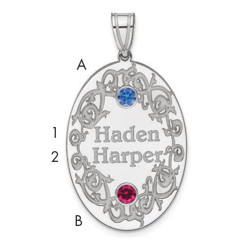 Sterling Silver Rhodium-plated Crystal Family Pendant