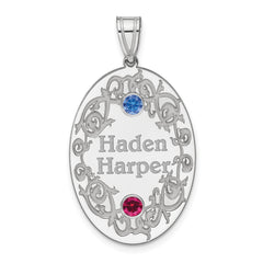 Sterling Silver Rhodium-plated Crystal Family Pendant