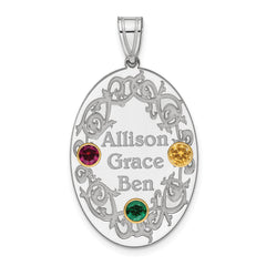 Sterling Silver Rhodium-plated/14k Bezel Crystal Family Pendant